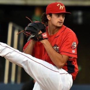 Connor Seabold pitching for the Williamsport Crosscutters