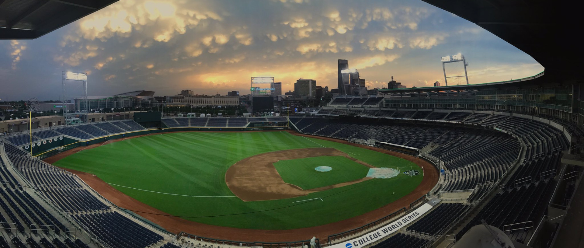 TD Ameritrade Park at dusk